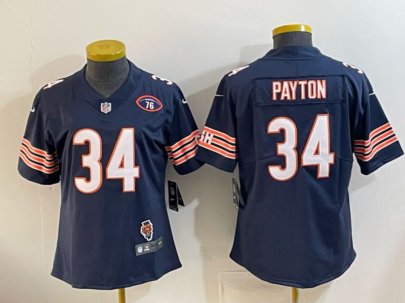 Women 2026 Chicago Bears #34 Payton Blue Nike Limited NFL Jersey style 0007